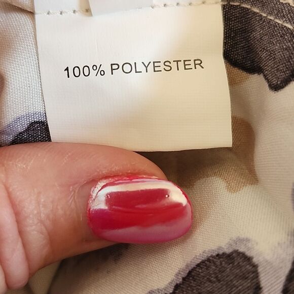 5/$55 Ruffle Neck, Sleeveless, Cream & Black Blue Rust Animal Print Blouse, S - Picture 6 of 9